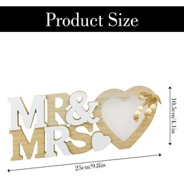 GLADFRESIT Mr & Mrs Wedding Picture Frames Wooden Love Photo Frame crafts Personal Photo Frame Romantic Gifts Creative home decor for Wedding Anniversary Small Ornaments Decorations(B)
