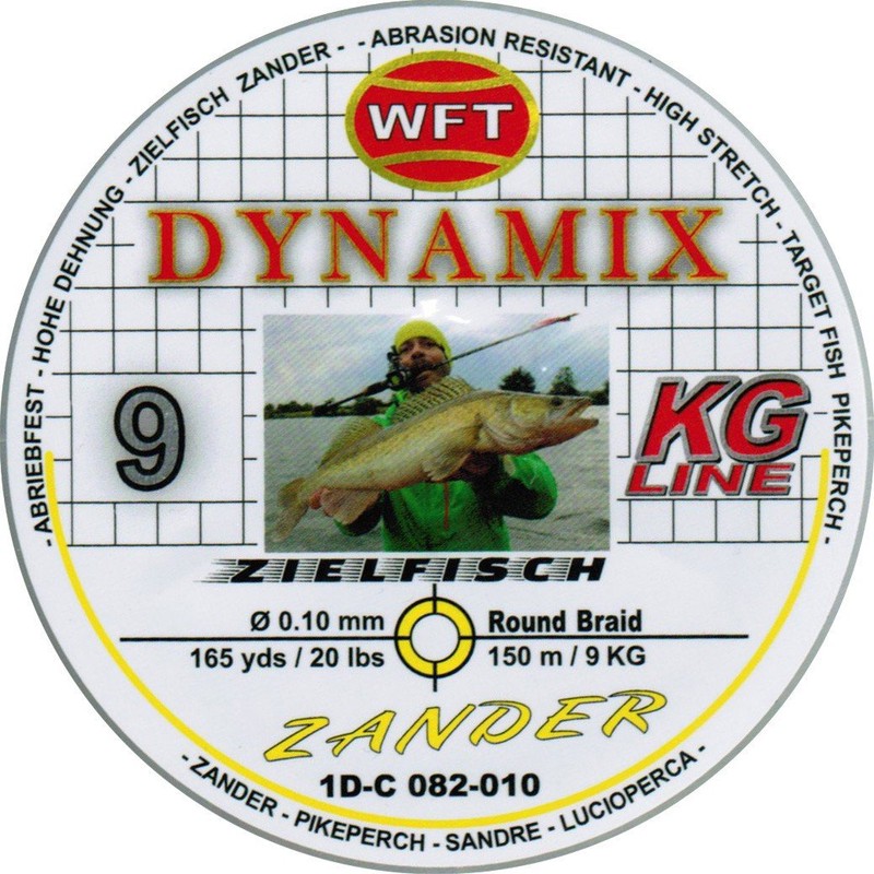 WFT Round Dynamix Zander Yellow Braided Line for Zander Fishing,