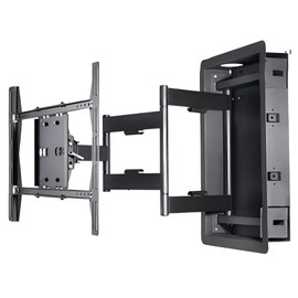Recessed in-Wall TV Mount with 28" Extension – Flush Fit for 32"-90" Flat & Curved TVs, Low-Profile Hidden Install, Wood Concrete Compatible, VESA 200x200-800x600