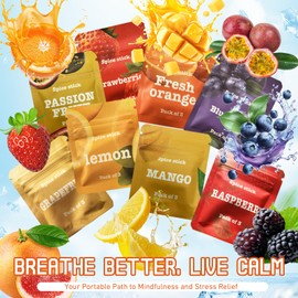 9 Pcs Anxiety Relief Breathing Resistance & Flavoured Inner Filter 8 Flavors with 1 Breathe Free Necklace for Stress Reduction for Calm and Relaxation for Adults Travel Work