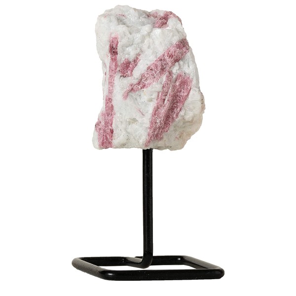 Pink Tourmaline Crystal on Metal Stand - Home Decor Natural Healing Crystals for Love, Emotional Healing, Promotes Emotional Balance, assists in Releasing Anxiety and Stress - by Beverly Oaks