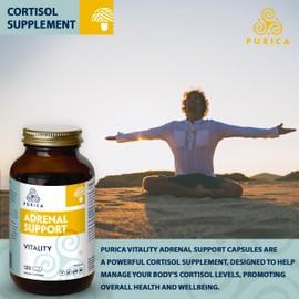 PURICA PURICA Vitality Adrenal, 120 Capsules - Organic Ashwagandha, Chaga, and Cordyceps Mushroom Dietary Supplement for Well-being