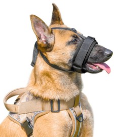 Dog Muzzle Soft Padded Adjustable Dog Mouth Guard Cover Prevent Biting Licking Chewing Protection with Connection Strap for Small Medium Dogs