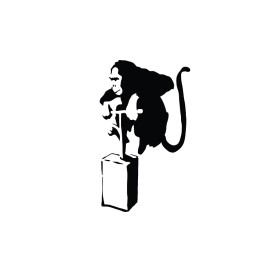 Unbranded Banksy Monkey Detonator BLACK vinyl decal weatherproof 6 x 3.5 inch Made in USA