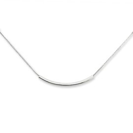 Dainty 925 Sterling Silver Curved Tube Bar Necklace Minimalist Balance Necklace Gift for Women Birthday Present for Wife Girlfriend Gift (20 inches)