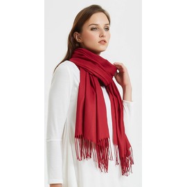 VIVIAN & VINCENT Winter Fall Scarf for Women Soft Warm Pashmina Shawls and Wraps for Evening Dresses Weddings Deep Red Maroon