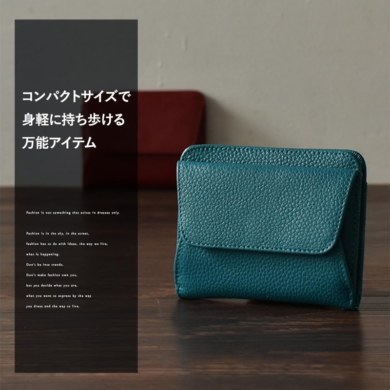 Vita Felice bsrw-n43wy Women's Compact Cowhide Slim Wallet, blue