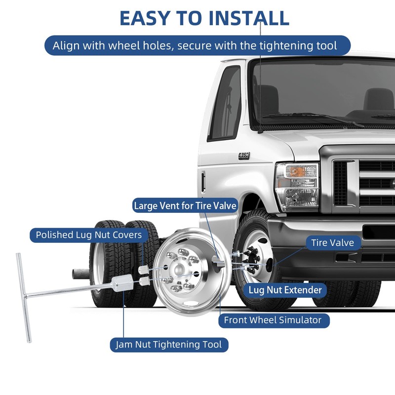 Upgraded 8Pcs Lug Nuts with Adapter(Extender) for hightall 16“ 8