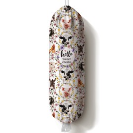 Moanlor Art Farm Animal Grocery Bag Holder,Animal Gallery Plastic Bag Organizer Storage,Farm Theme Kitchen Decor 23"x9"