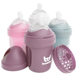 Herobility Double Anti-Colic Baby Bottles – 5 fl oz/140ml – 4-Pack – Multicolor – White, Gray, Pink, Hawthorn Rose