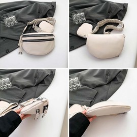 Fanny Packs For Women Cross Body, Bum Bags,Small Crossbody Sling Bag,Fashion Waist Pack,Boho Style Strap,Causal Chest Bum Bag,Anti Theft Purse For Travel,Shopping (White)