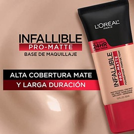 L'Oréal Paris, Base de maquillaje líquida de larga duración, Infallible 24h Pro-matte, Tono Fresh Beige 107, 30ml