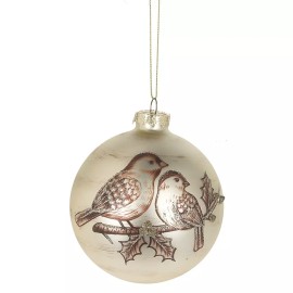 Midwest CBK CHICKADEES Glass Ball Christmas Tree Ornament, 4.25" Tall, by Midwest CBK