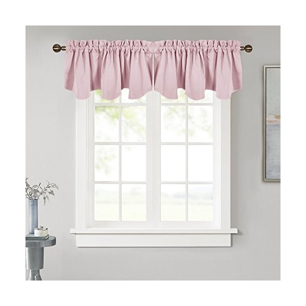 NICETOWN Bedroom Blackout Valance Tier - 52 inches by 18 inches Scalloped Rod Pocket Valance Window Curtain for Girl's Room/Baby Nursery/Dormitory/Kids Room, Lavender Pink, 1 Pack