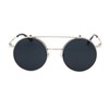 J&L Glasses Retro Flip-Up Round Goggles Steampunk Sunglasses (Silver,Black, Clear)