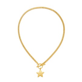 AOLIMI 18k Gold Star Charm Necklace for Women Trendy Star Pendant Necklace Toggle Clasp Necklaces