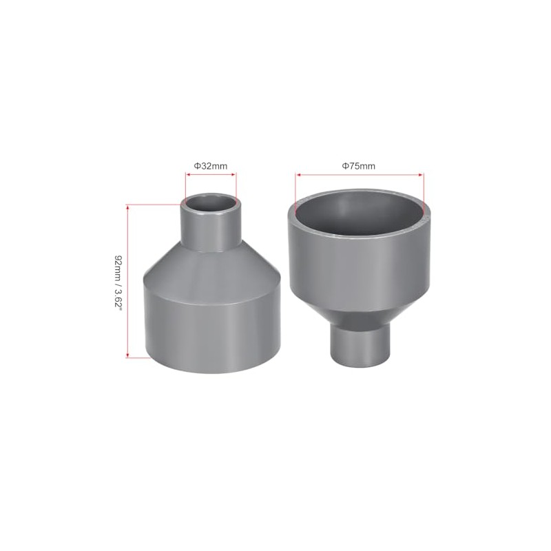 sourcing map PVC DWV Reducing Coupling Schedule 40 Gray 32mm