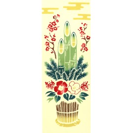 Airashika Japanese Miscellaneous Goods Hand-dyed Tenugui "Celebration Monmatsu" New Year's Day 13.0 x 35.4 inches (33 x 90 cm)