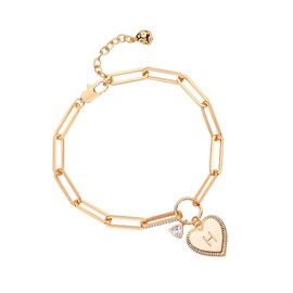 FETTERO Women's 14K Gold Heart Shape A-Z Double Layer Bracelet Birthday Gift Popular