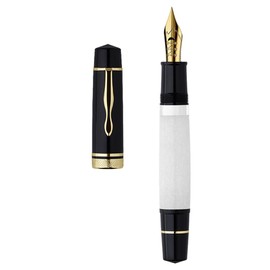 erofa Majohn P139 - Penna stilografica a stantuffo, pennino flessibile, con scatola, in acrilico bianco, set di penne flessibili