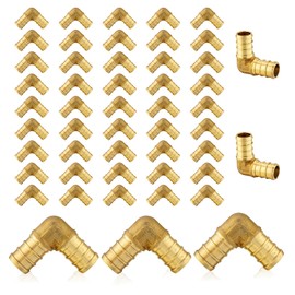 (Pack of 50) EFIELD Pex Barb Crimp 1/2 Inch Elbow Brass Plumbing Fittings for Pex Tubing Connection, ASTM F1807