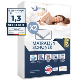 Mattress Protector 100 x 200 cm, Waterproof (Set of 2), Oeko-Tex Certified by Dreamzie Breathable Mattress Topper