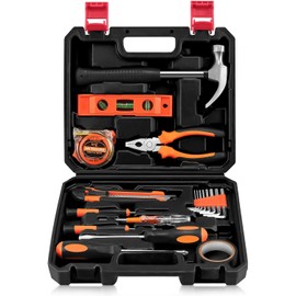 19pcs Household DIY Tool Set, Basic Tools for Home, Office, Dorm, General Hand Kit with Storage Case