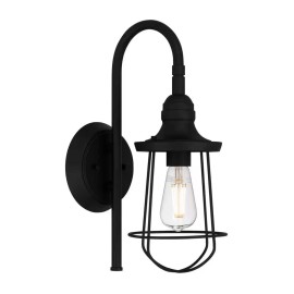 DSI DS19522Z 1-Light Matte Black Wall Sconce Light with Metal Cage Shade