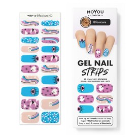 MOYOU LONDON Semi Cured Gel Nail Strips, 20 Pc. Gel Wraps for Nails, Easy Apply & Remove for Salon-Quality Manicure, Works with Any Nail Lamps - foxicure 03