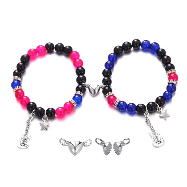 Matching Bracelet for Couple Women Men Dainty Guitar Crown Bracelet