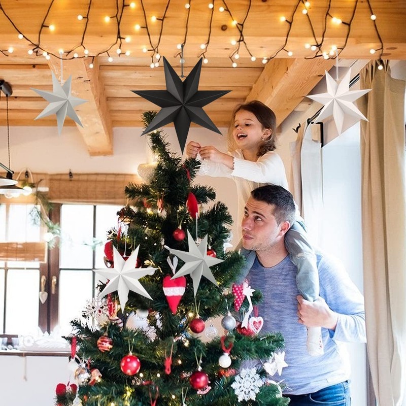Christmas Folding Star, 7-Point Folding Stars Pack of 5, Paper