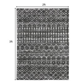 Moroccan Trellis Area Rug 2x3 Indoor Door Mat Non-Slip Washable Entry Rug, Boho Geometric Small Accent Throw Rug for Kitchen Entryway Bathroom Moroccan Tribal Stripe Floor Mats