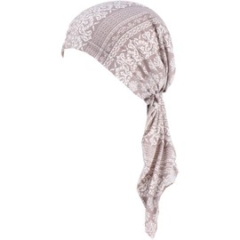 Pre Tied Chemo Headscarf - Slip On Bandana Headwear Caps Head wrap Turban Hat for Patients Women (Gray, One size)