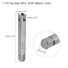 uxcell Tap Extractors M14 / 9/16" (Metric/Inch), 4 Flutes Broken Stripped Screw Thread Tap Remover High Carbon Steel Tool