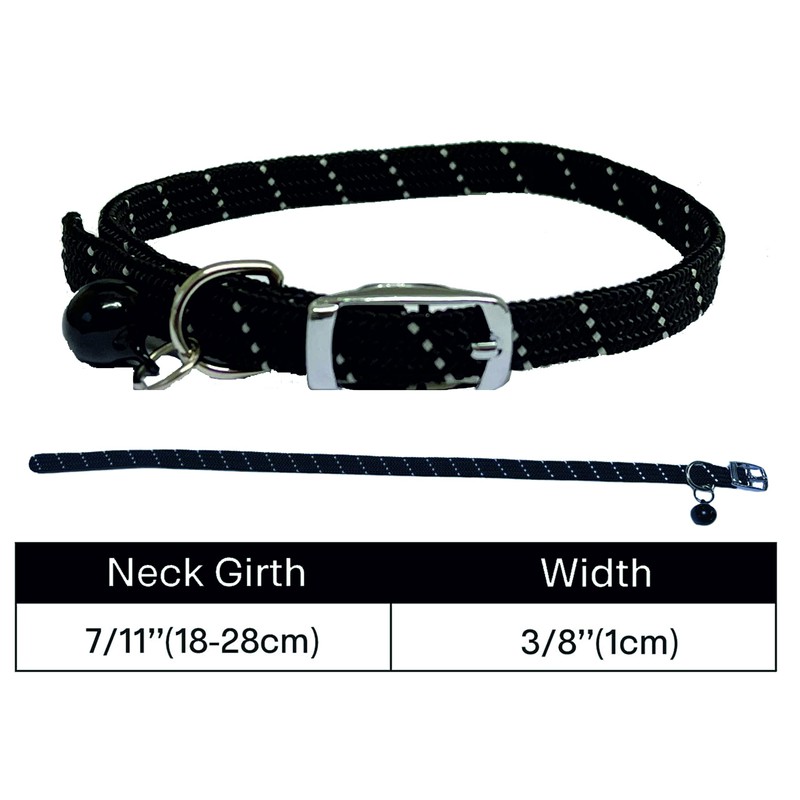 Cat/Kitten Reflective Softweave Collar with Safety Elastic & Bell with