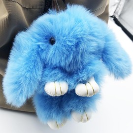 Unpafcxddyig Bunny Keychain Cute Rabbit artificial fur Keychain Car Handbag Keyring,light blue