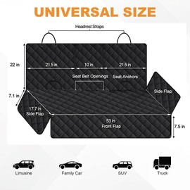 LOPYXBR Black Dog Seat Cover for Back Seat Pet Cover for Dogs Nonslip Car Seat Covers for Dogs Waterproof Dog Car Seat Cover for Back Seat Cover Durable Bench Seat Covers for Trucks, SUVs, Cars
