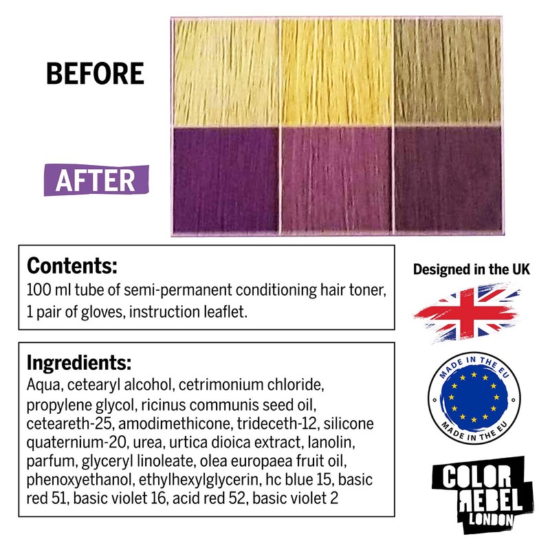 Colour Rebel London Semi Permanent Hair Conditioner Toner - Purple
