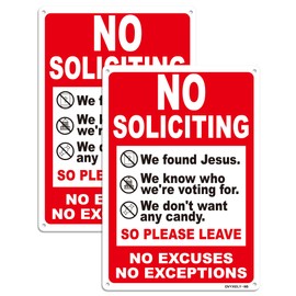 No Soliciting Sign for Front Door,10" x 7" 2 Pack No Soliciting Signs for House/Business/Office,Do Not Ring Bell/Knock,No Soliciting Metal Signs for Door/Wall,No Soliciting Yard Sign (Indoor/Outdoor)