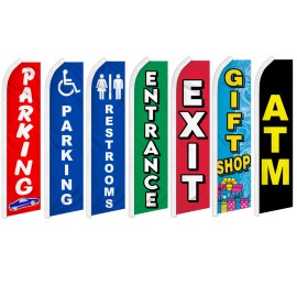 Unbranded Event Signs Swooper Feather Flutter Flag ATM Exit Parking Restrooms - Handicapped Parking