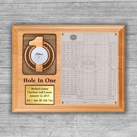 Eureka Golf Products Hole-in-One Ball and Scorecard or Photo Plaque with Free Engraved Plate