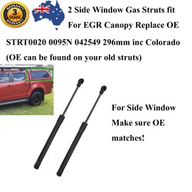 AONNOUS 2 Gas Struts Fit for EGR Canopy Replace OE STRT0020 0095N 042549 Side Window inc Colorado 95 Newtons 296mm Center Distance