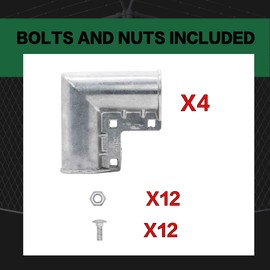 Aluminum Chain Link Fence Gate Corners,Chain Link Fence Parts, Gate Elbow for 1-3/8" x 1-3/8" Outdoor Diameter Pipe,Pressed Gate Corner Include Bolts,4 Packs