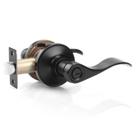 Probrico Interior Door Handles Bed/Bath Room Door Lever Handles in Black Keyless Privacy Door Locks