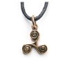 Triskel Bronze Pendant Necklace Jewellery, incl black cotton sting, Pendant