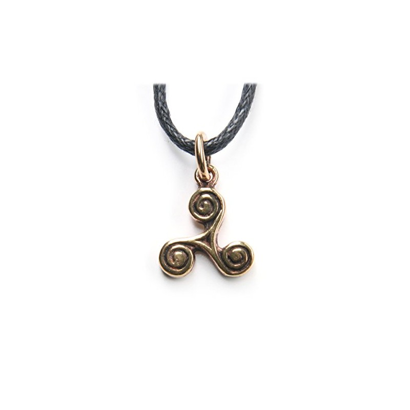 Triskel Bronze Pendant Necklace Jewellery, incl black cotton sting, Pendant