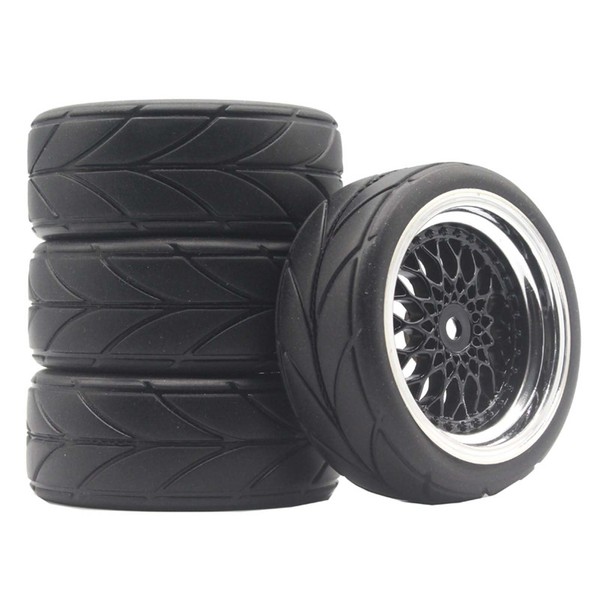 LAFEINA 4PCS/Set 64mm Rubber Tires & Plating Plastic Wheels Rims