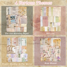 WanderGo 420PCS Scrapbook Paper, 400 Sheets Floral Scrapbooking Paper with 20PCS Butterfly Stickers, 13x9cm/5.1x3.5 Inch Vintage Paper for Scrapbooking Kit Junk Journal Supplies