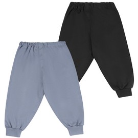 FLYISH DIRECT Potty Training Pants Lightweight, 100% Cotton Breathable Potty Training Trouser for Toddlers, Reusable Toilet Training Pants with Waterproof TPU for Boys and Girls, Black and Grey, L
