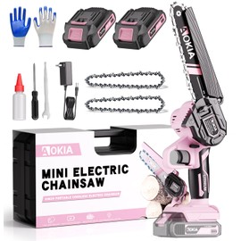 AOKIA Electric Mini Chainsaw Cordless, Small Hand held 20V Power 2 Battery With Charger 6 Inch Saw Powered Operated Household and Garden Cut Tree Trimming Wood Gifts for Father Husband Men&Mother
